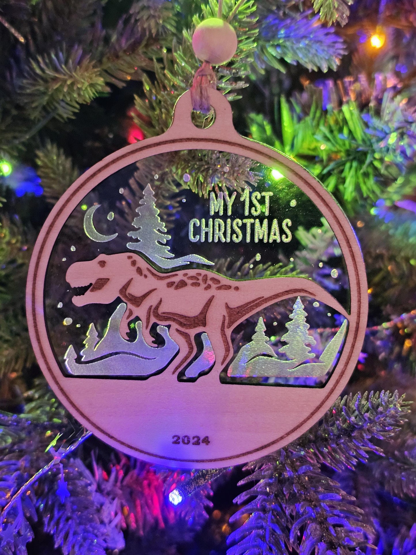 Baby's First Christmas Dinosaur, Dinosaur Ornament, Personalized Baby Gift, Holiday Decor