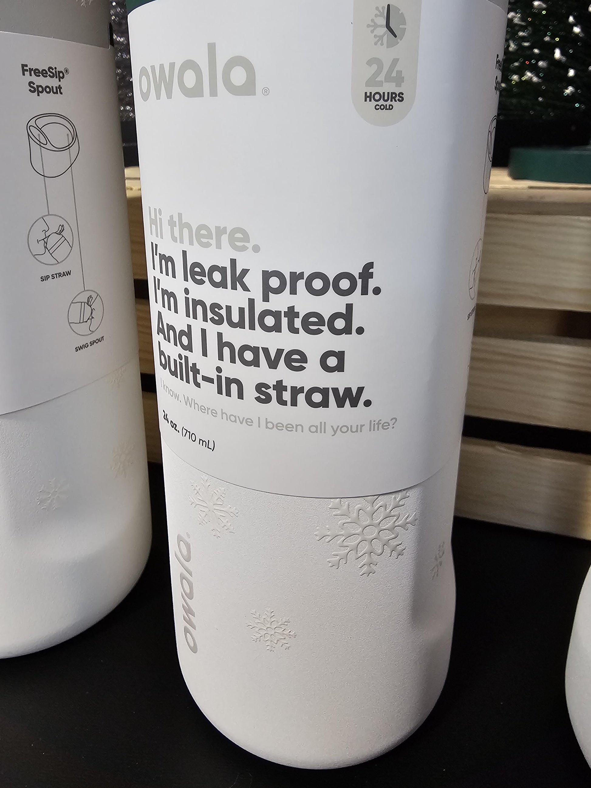 Owala Snowed In Drink Bottle, 24 oz BPA-Free Bottle, Flip Cap, leak proof Water Bottle