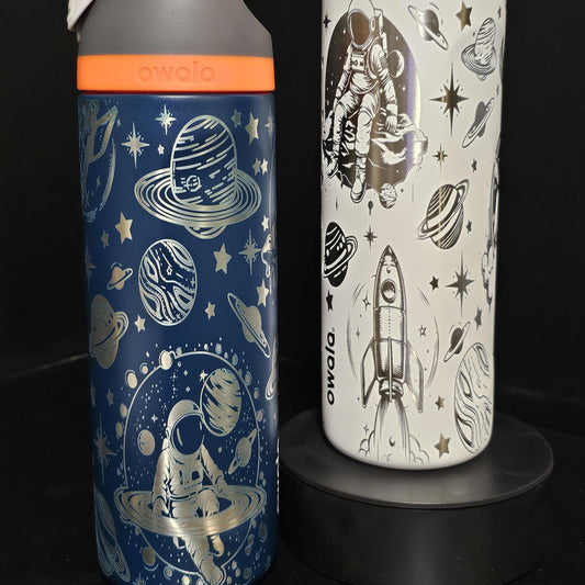 Space-Themed Owala Bottle | Astronaut & Rocket Design | Available in 16oz, 24oz, 32oz | Reusable Water Bottle for Kid and Adults