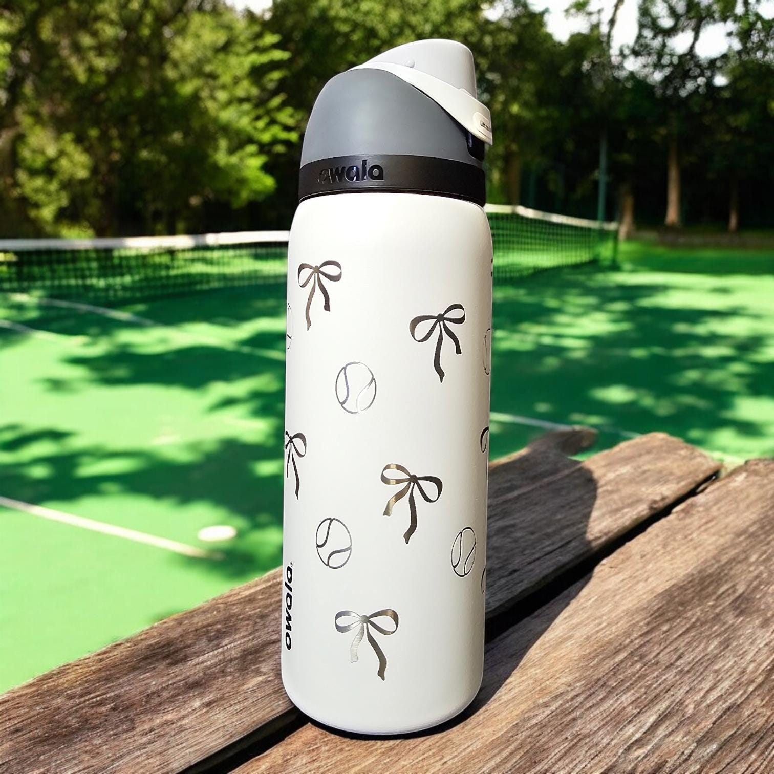 Tennis Bow Owala 24 and 32 oz Bottle | Elegant & Personalized Drinkware