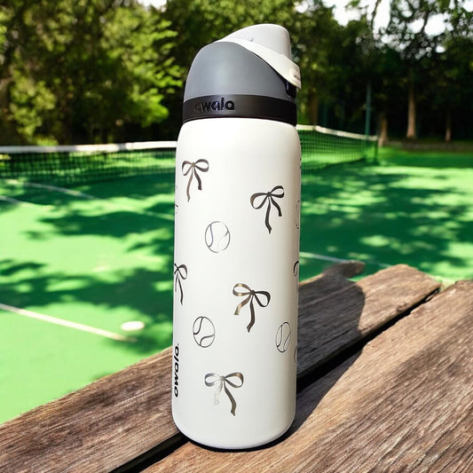 Tennis Bow Owala 24 and 32 oz Bottle | Elegant & Personalized Drinkware