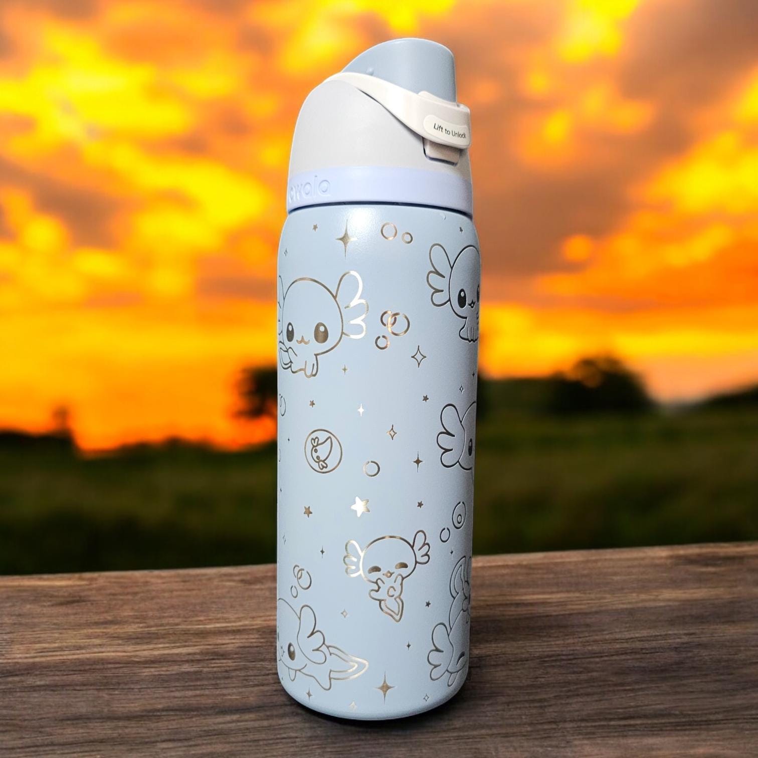 Axolotl Owala 20, 24, 30, 32 and 40 oz Bottle | Custom Engraved Owala free sip, sway and Smooth sip bottles