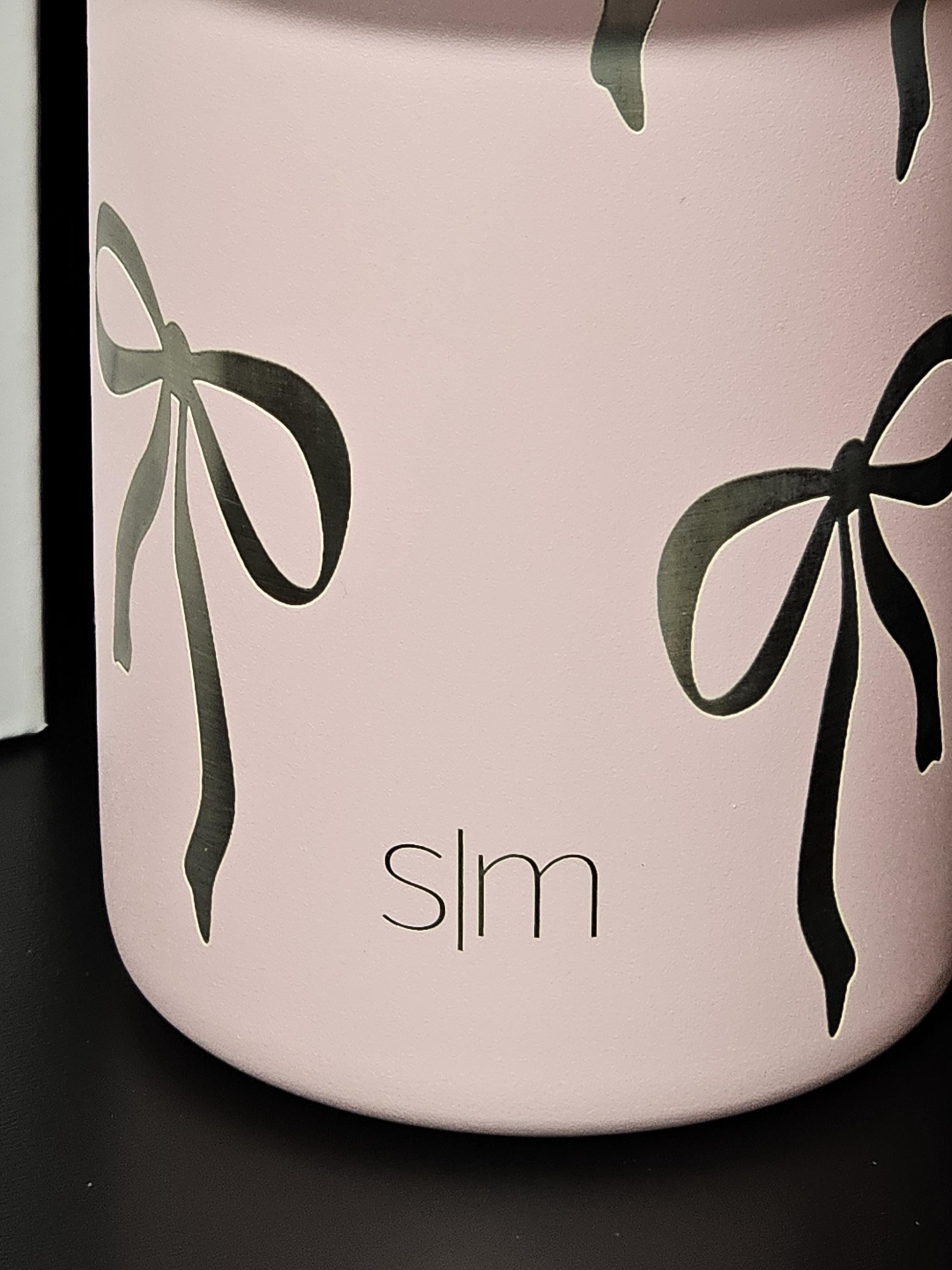 Simply Modern Coquette Engraved 40 and 30 oz Bottle | Silver Bows Design | Elegant & Personalized Drinkware