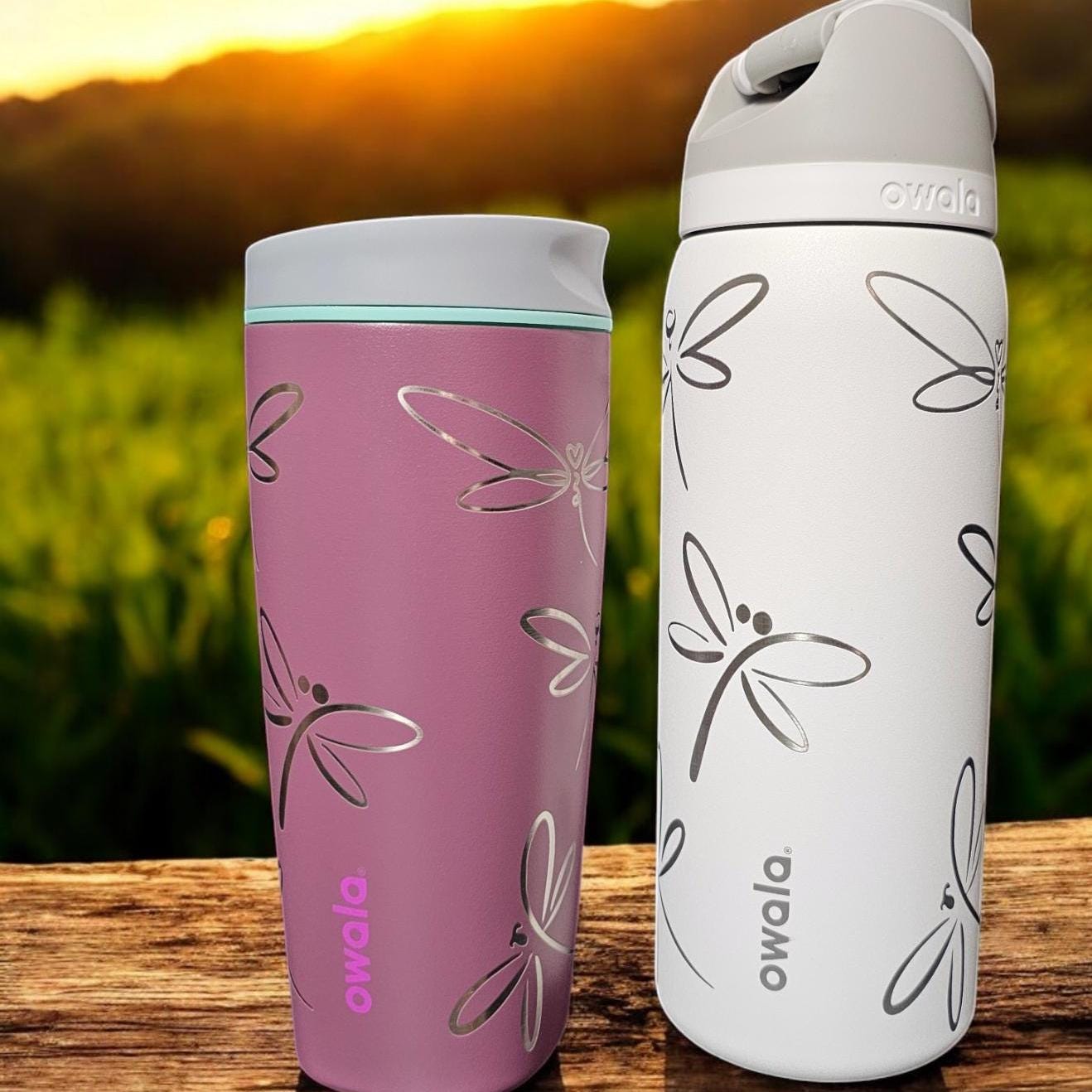 Dragonfly Engraved Owala 20, 24 and 32 oz Bottle | Dragonfly Design | Elegant & Personalized Drinkware