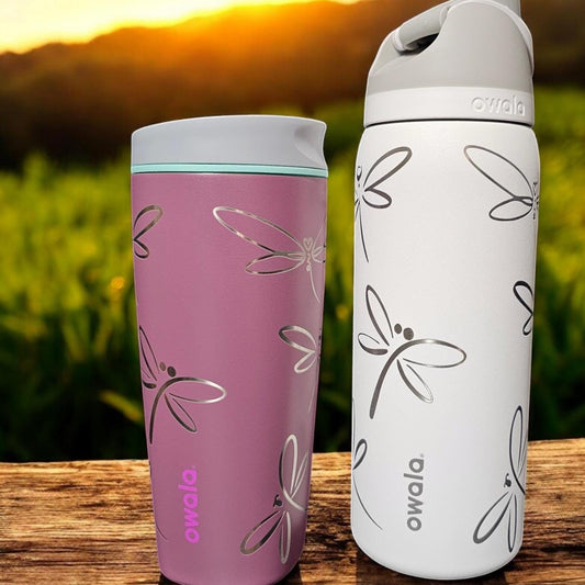 Dragonfly Engraved Owala 20, 24 and 32 oz Bottle | Dragonfly Design | Elegant & Personalized Drinkware