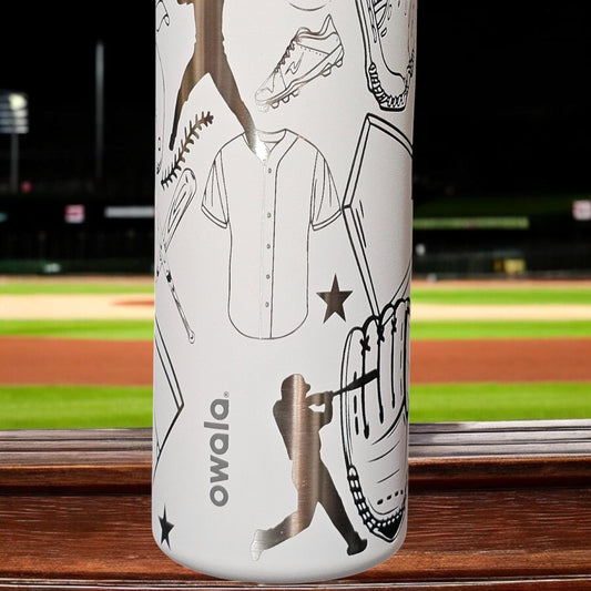 Owala Baseball Theme Drink Bottle, 32, 24 and 16 ounce BPA-Free Bottle, Flip Cap, leak proof Water Bottle, Sports Enthusiast Gift