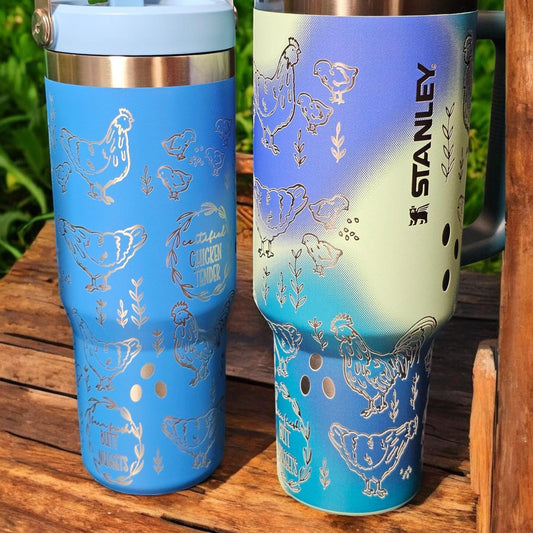 Chicken engraved Stanley 30and 40 oz Bottle | chicken Design | egg dealer, chicken tenders, baby chick's