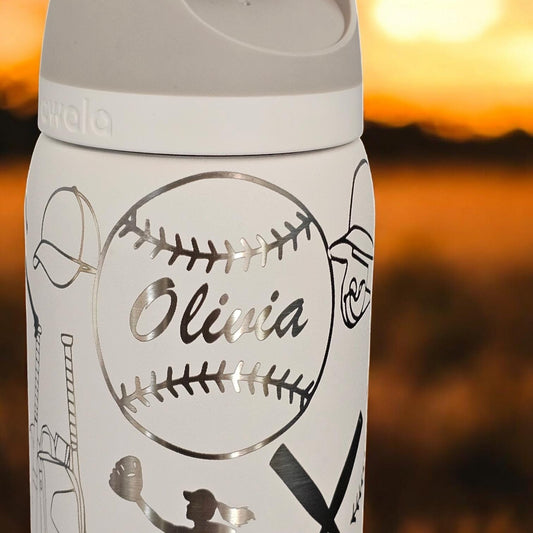 Owala Softball Theme Drink Bottle, 32, 24 and 16 ounce BPA-Free Bottle, Flip Cap, leak proof Water Bottle, Sports Enthusiast Gift