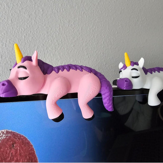 Sleeping Unicorn for bookshelf or monitor, Unique Unicorn Lover Present, 3D Printed, Shelf Decor office Decor