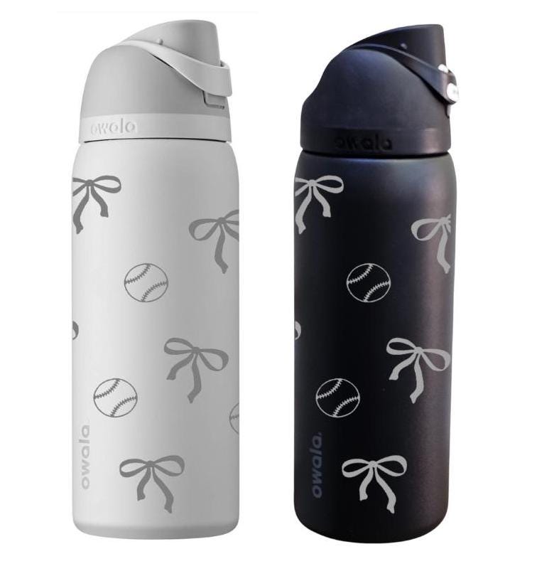 Softball and Baseball Bow Owala 24 and 32 oz Bottle | Elegant & Personalized Drinkware