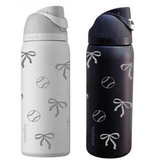 Softball and Baseball Bow Owala 24 and 32 oz Bottle | Elegant & Personalized Drinkware