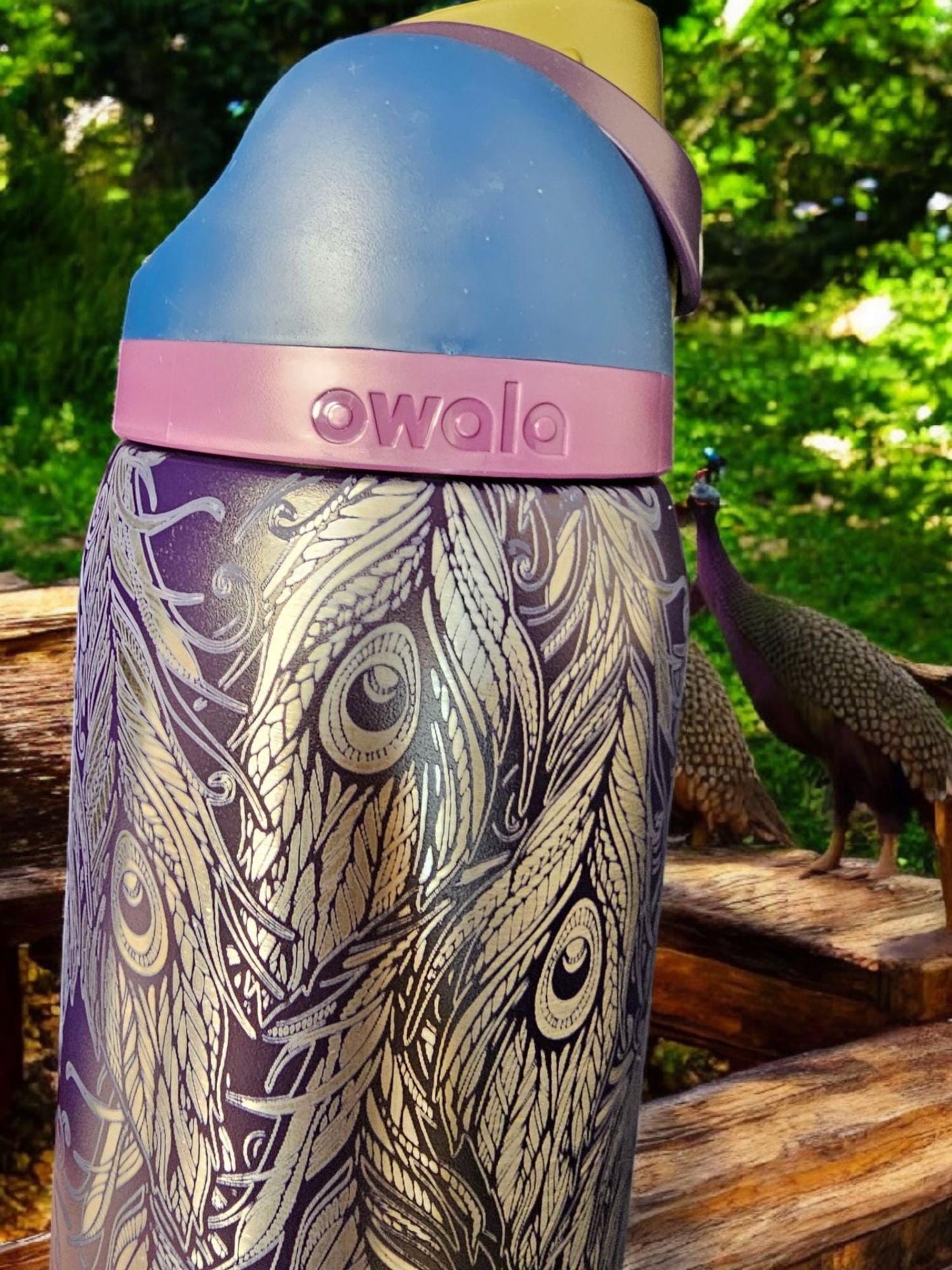 Peacock Engraved Owala 24 and 32 oz Bottle | Peacock feathers,