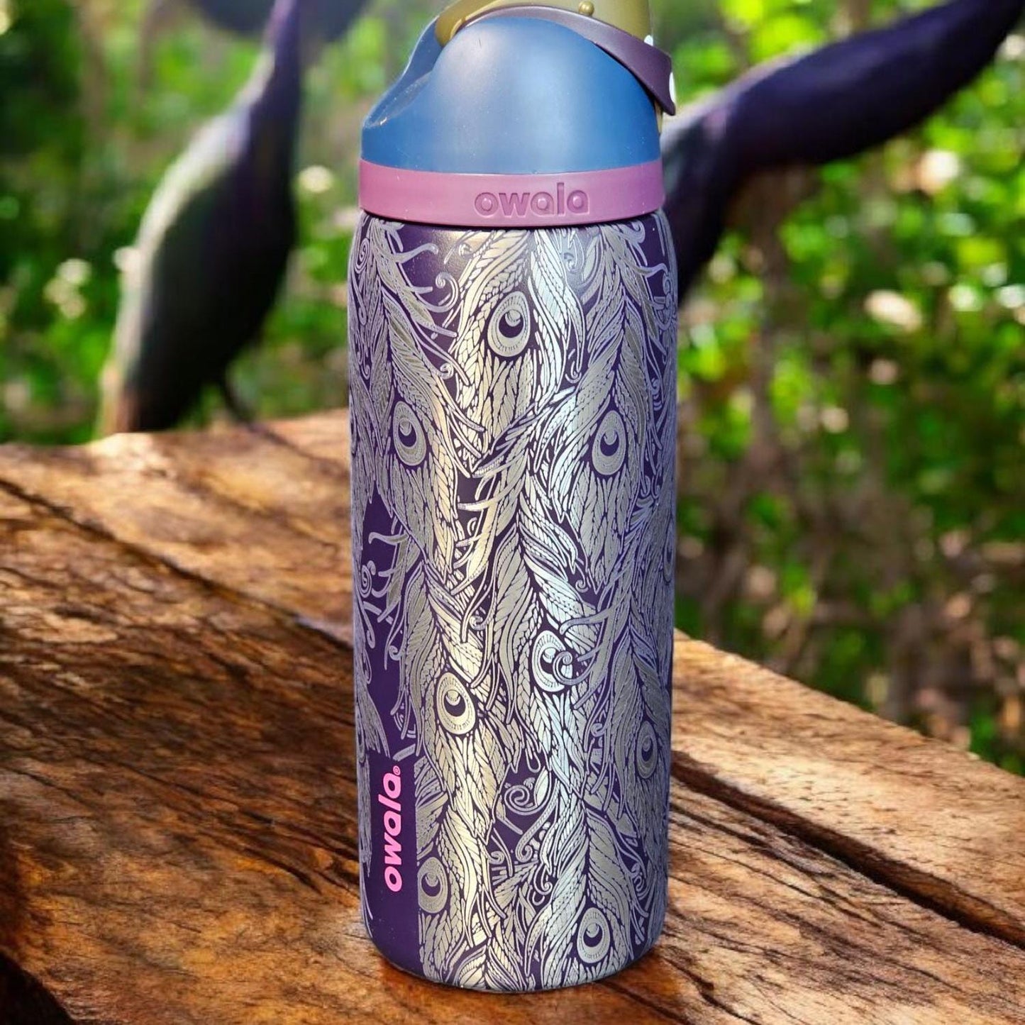 Peacock Engraved Owala 24 and 32 oz Bottle | Peacock feathers,