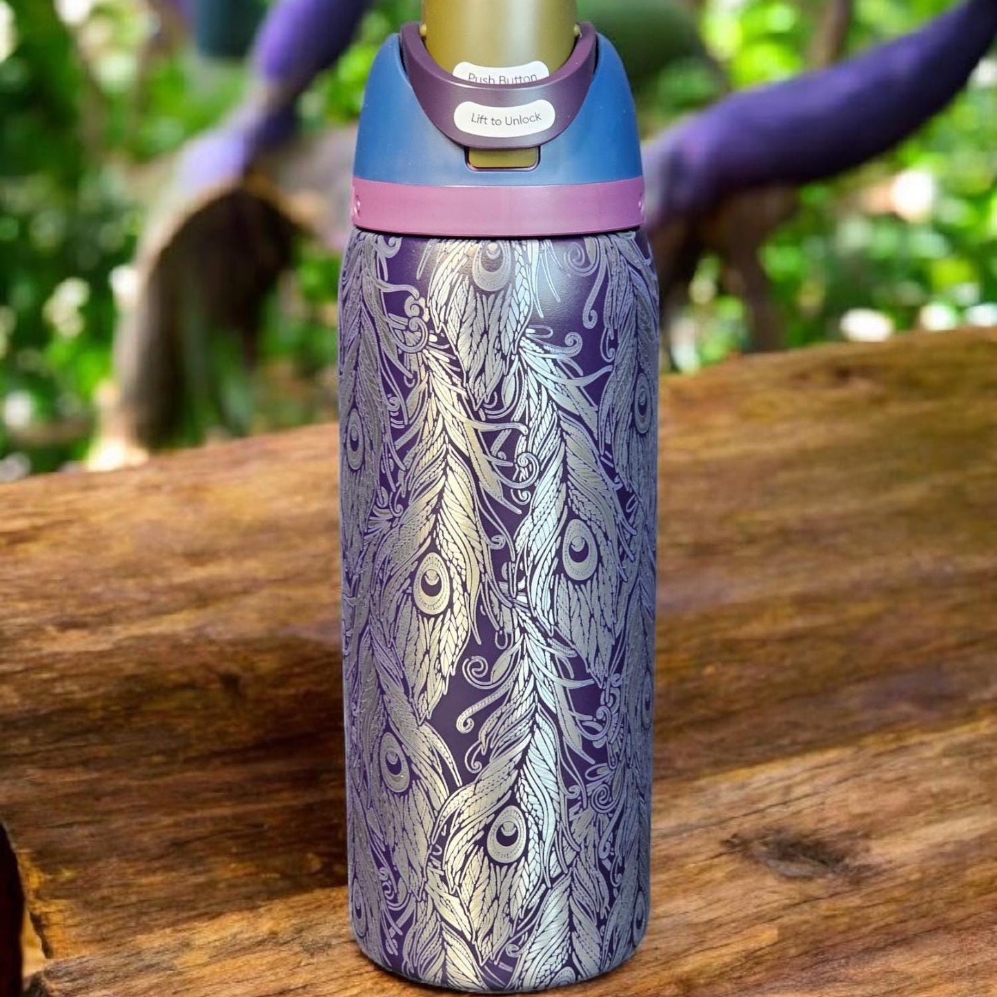 Peacock Engraved Owala 24 and 32 oz Bottle | Peacock feathers,