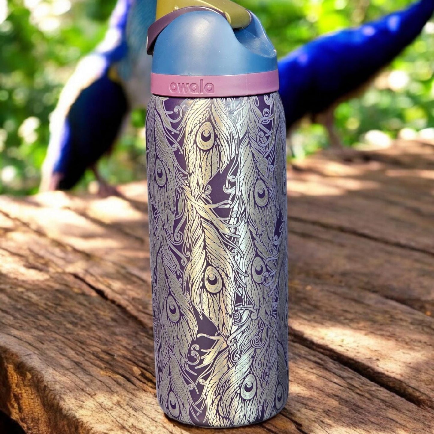 Peacock Engraved Owala 24 and 32 oz Bottle | Peacock feathers,
