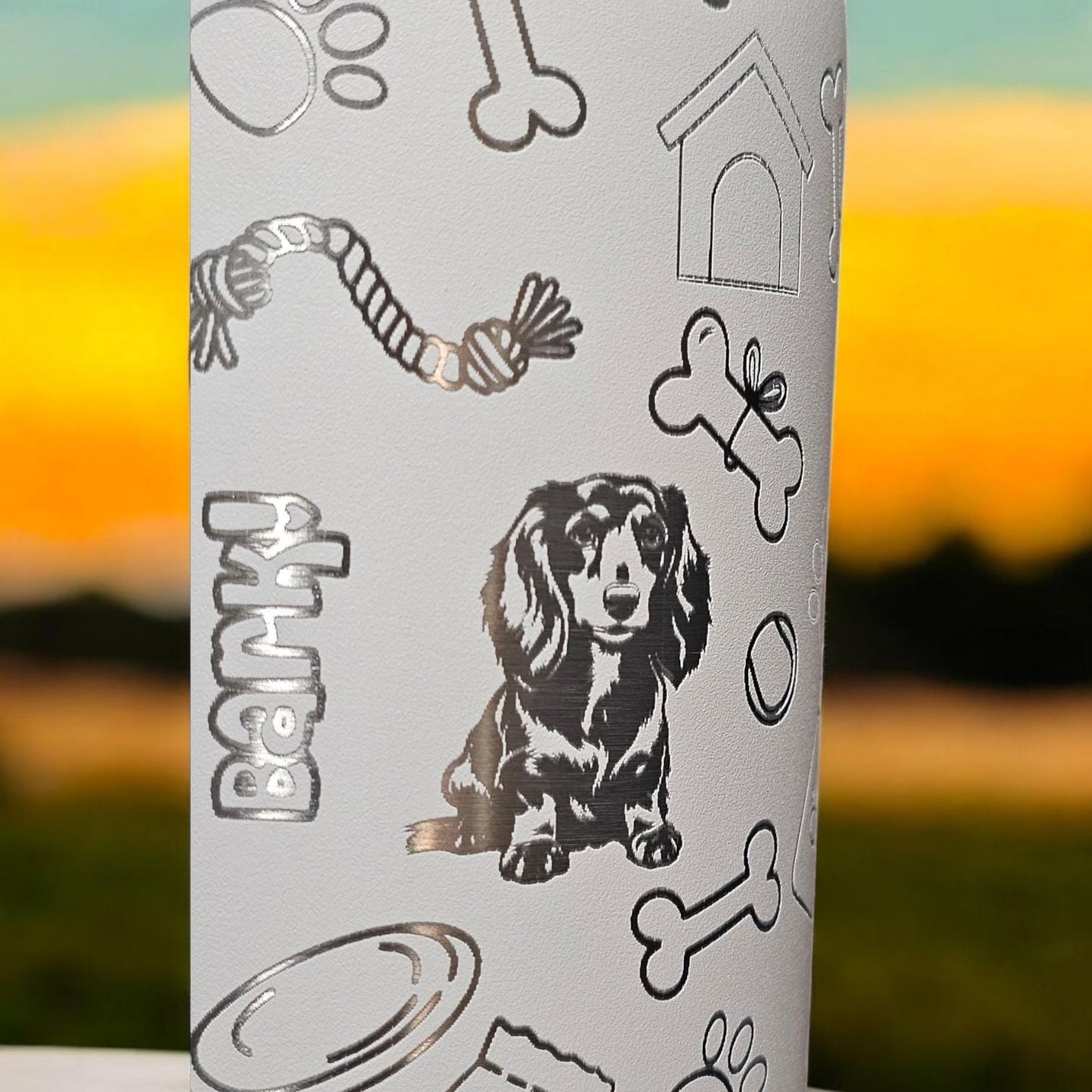 Dachshund Owala 20, 24 and 32 oz Bottle | Custom Engraved Owala free sip and Smooth sip bottles, long hair Dachshund