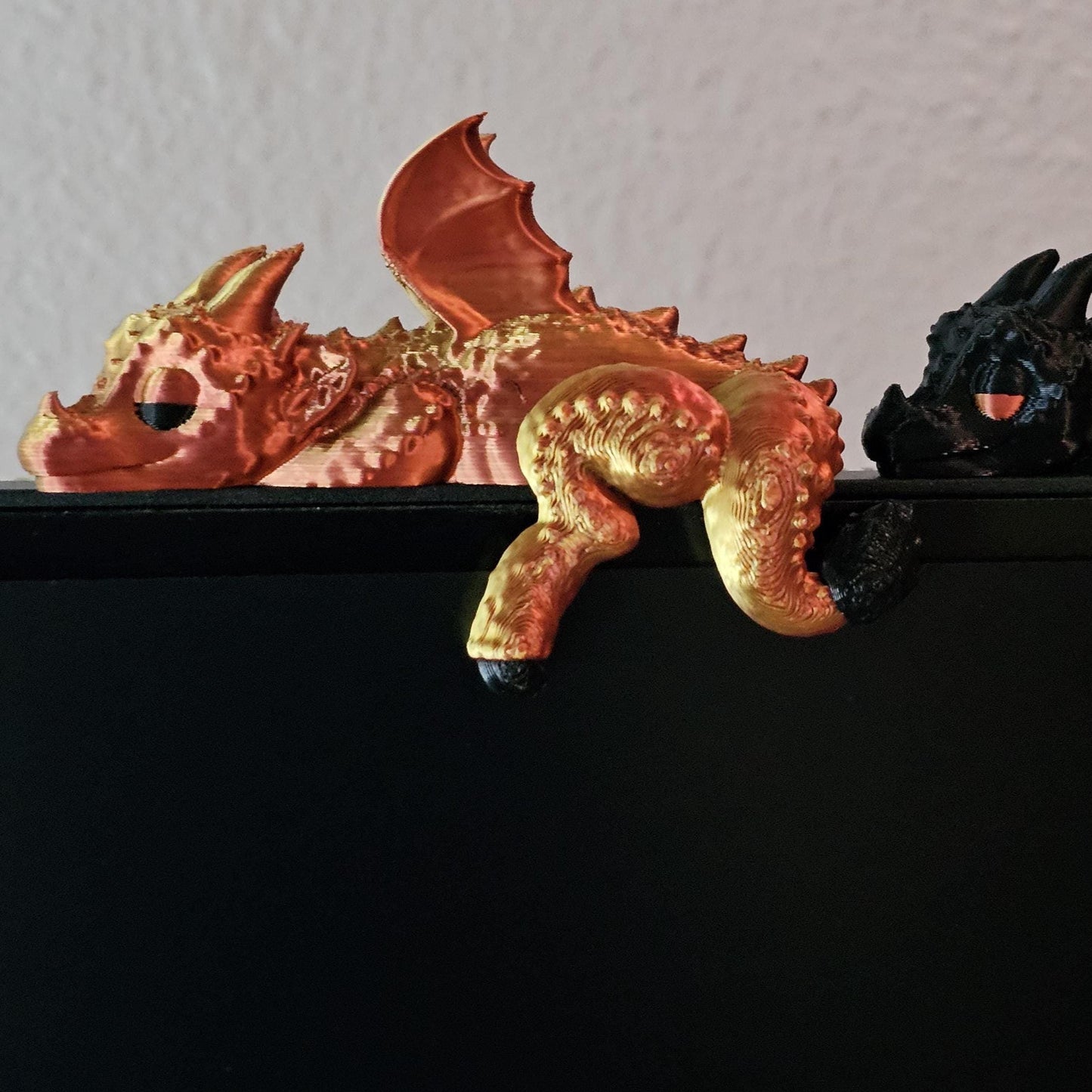 Sleeping Dragon for bookshelf or monitor, Unique Dragon Present, 3D Printed, Shelf Decor office Decor