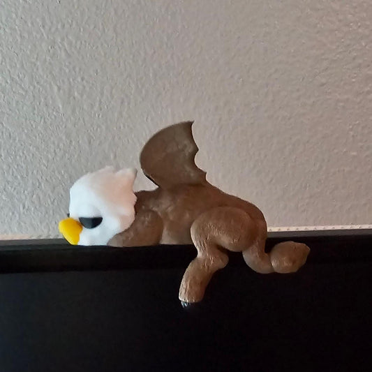 Sleeping Griffin for bookshelf or monitor, Unique Griffin Present, 3D Printed, Shelf Decor office Decor