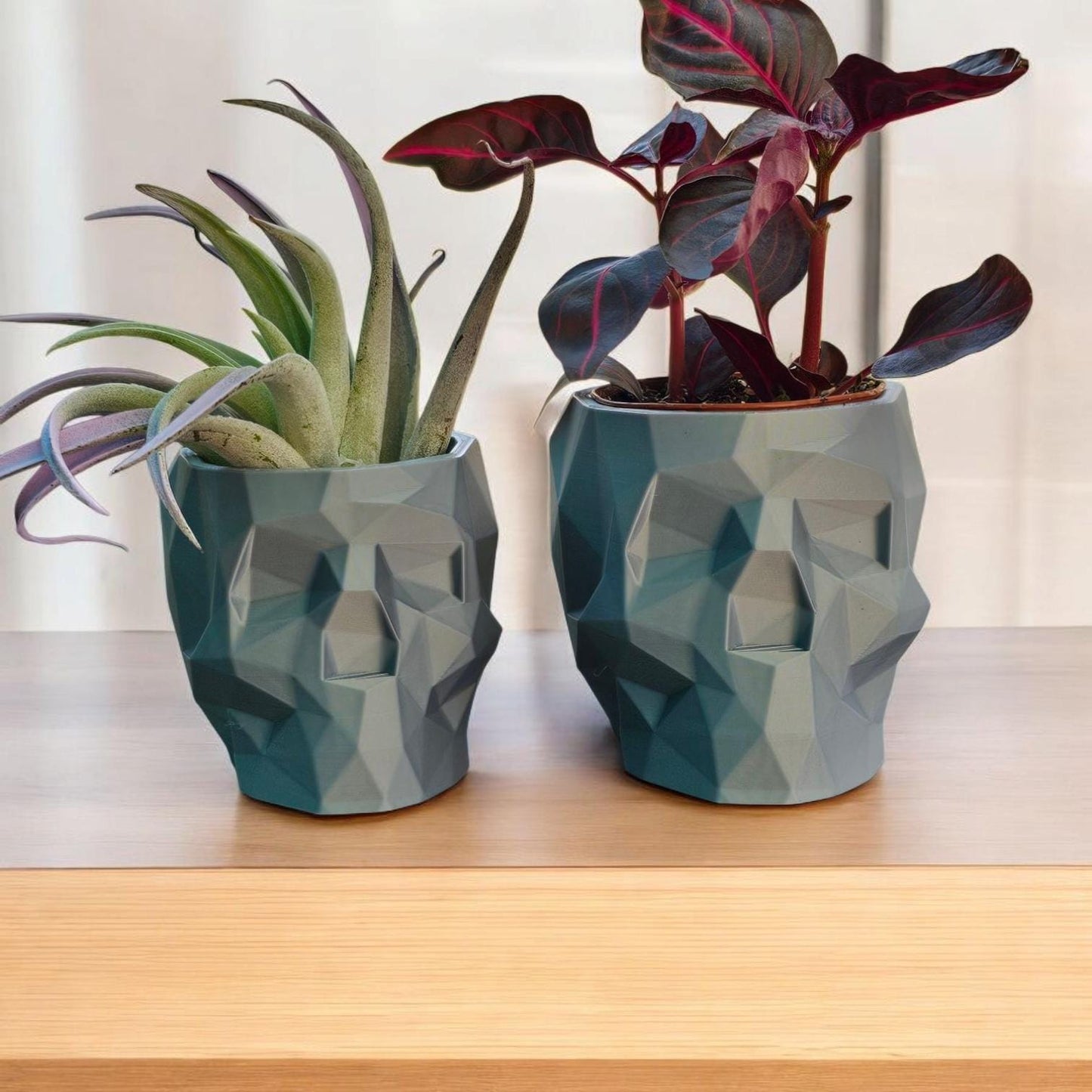 3D Printed Geometric Skull Planter: Gothic Home Decor