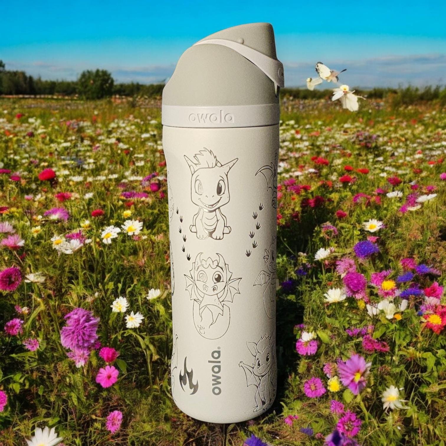Cute Baby Dragon Owala 20, 24 and 32 oz Bottle | Custom Engraved Owala free sip and Smooth sip bottles