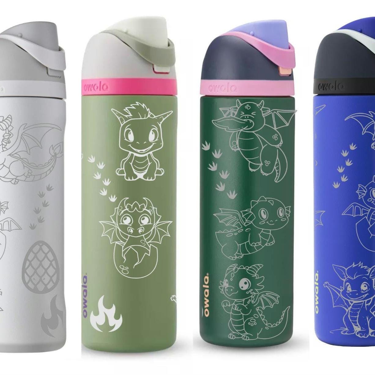 Cute Baby Dragon Owala 20, 24 and 32 oz Bottle | Custom Engraved Owala free sip and Smooth sip bottles