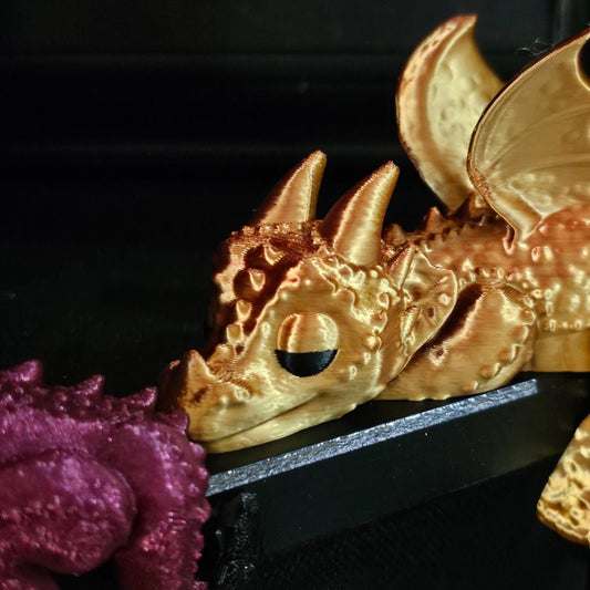 Sleeping Dragon for bookshelf or monitor, Unique Dragon Present, 3D Printed, Shelf Decor office Decor