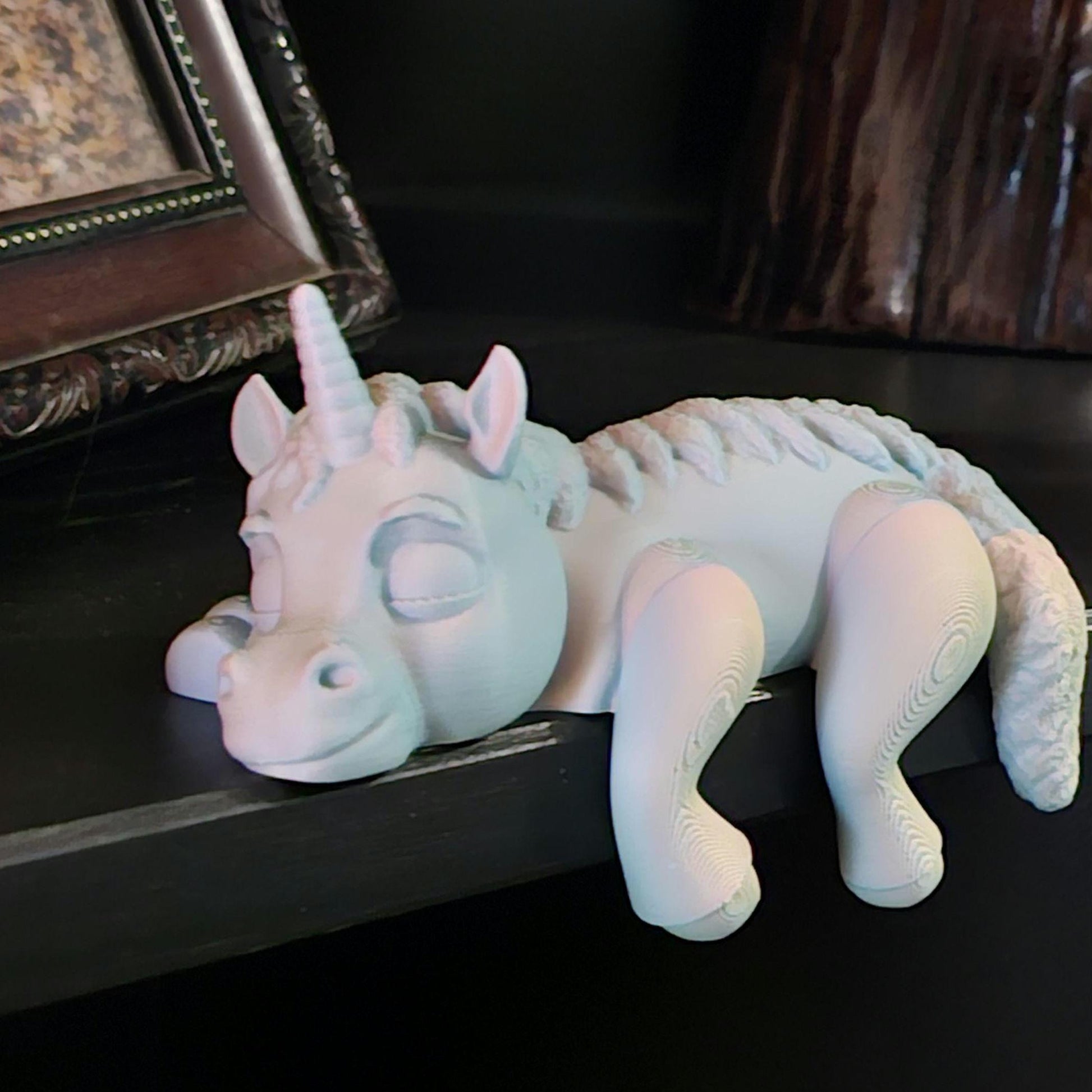 3D Printed Sleeping Unicorn Shelf Sitter: Whimsical Office Decor