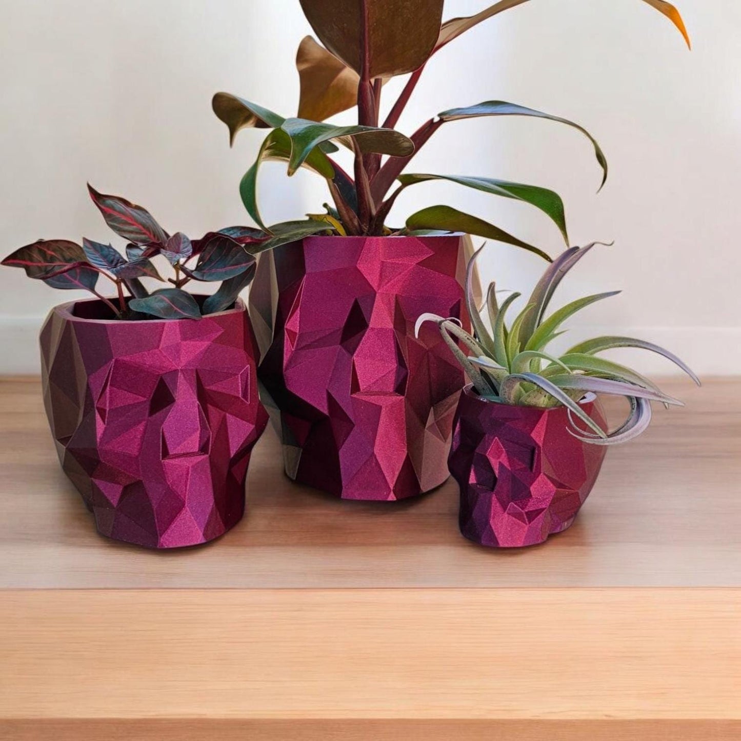 3D Printed Geometric Skull Planter: Gothic Home Decor