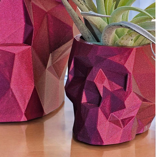 Geometric Skull Planter – Gothic Decor for Modern Homes | 3D Printed in Multiple Sizes & Colors | Halloween, Alt Aesthetic Pot