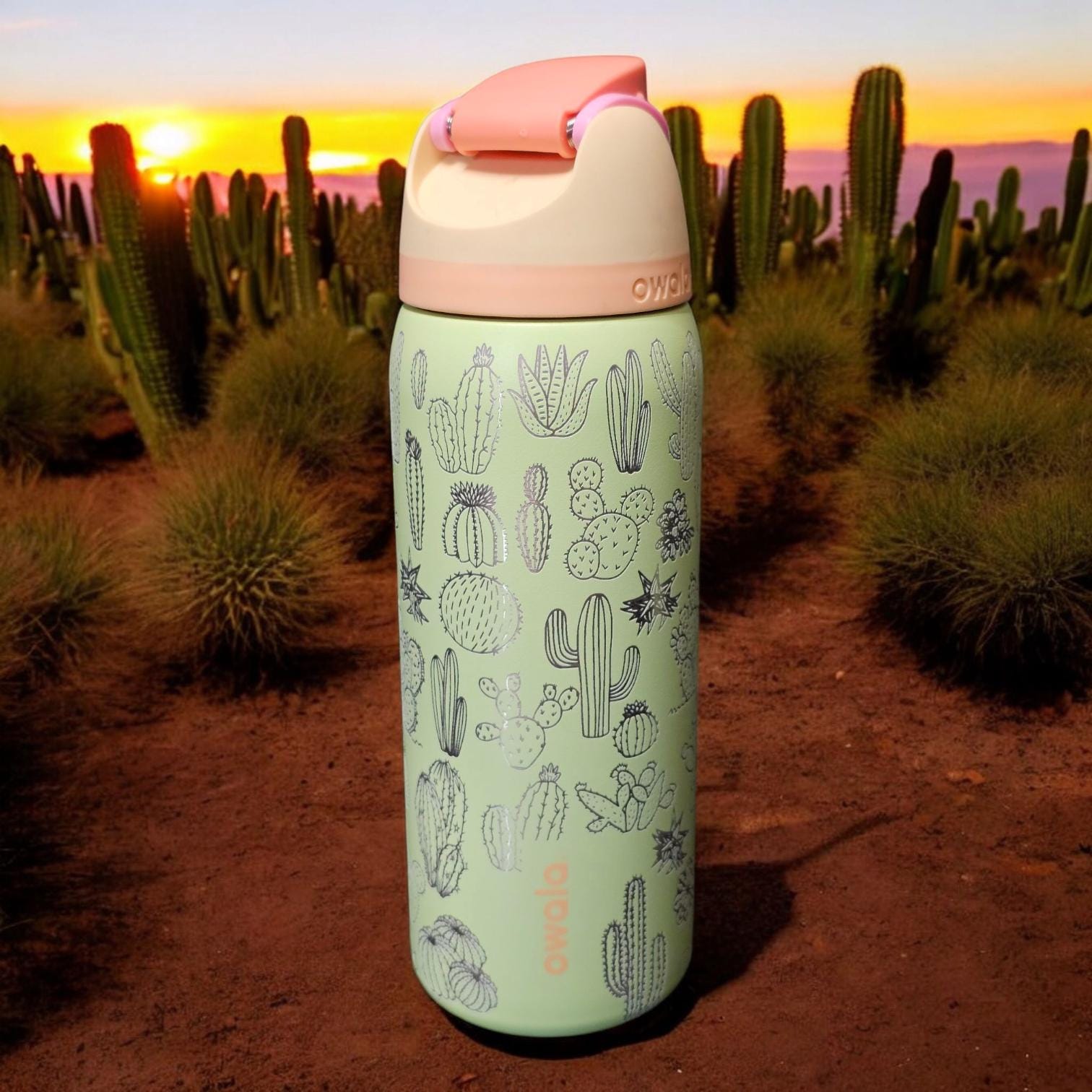 Succulent Owala 32 oz Tumbler, Botanical Tumbler, Plant Lover Gift, Succulent Water Bottle, Cactus Drinkware