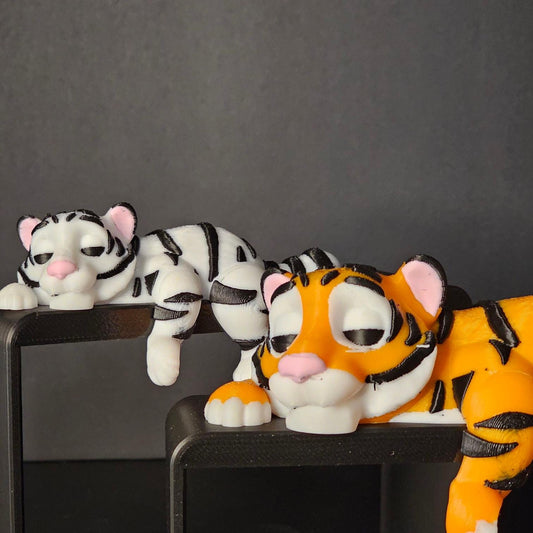 Sleeping tiger for bookshelf or monitor, Unique Bengal tiger Lover Present, 3D Printed, Shelf Decor office Decor