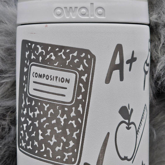 Owala Teacher Theme Drink Bottle, 30, 32, 24 ounce Bottle, Flip Cap, leak proof Water Bottle, Sports Enthusiast Gift, Freesip or Sway