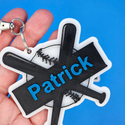 Personalized Baseball Softball Bag Tag, Custom Sports Keyring, Team Spirit Accessories, Baseball Player Gift, Custom Name Keychain