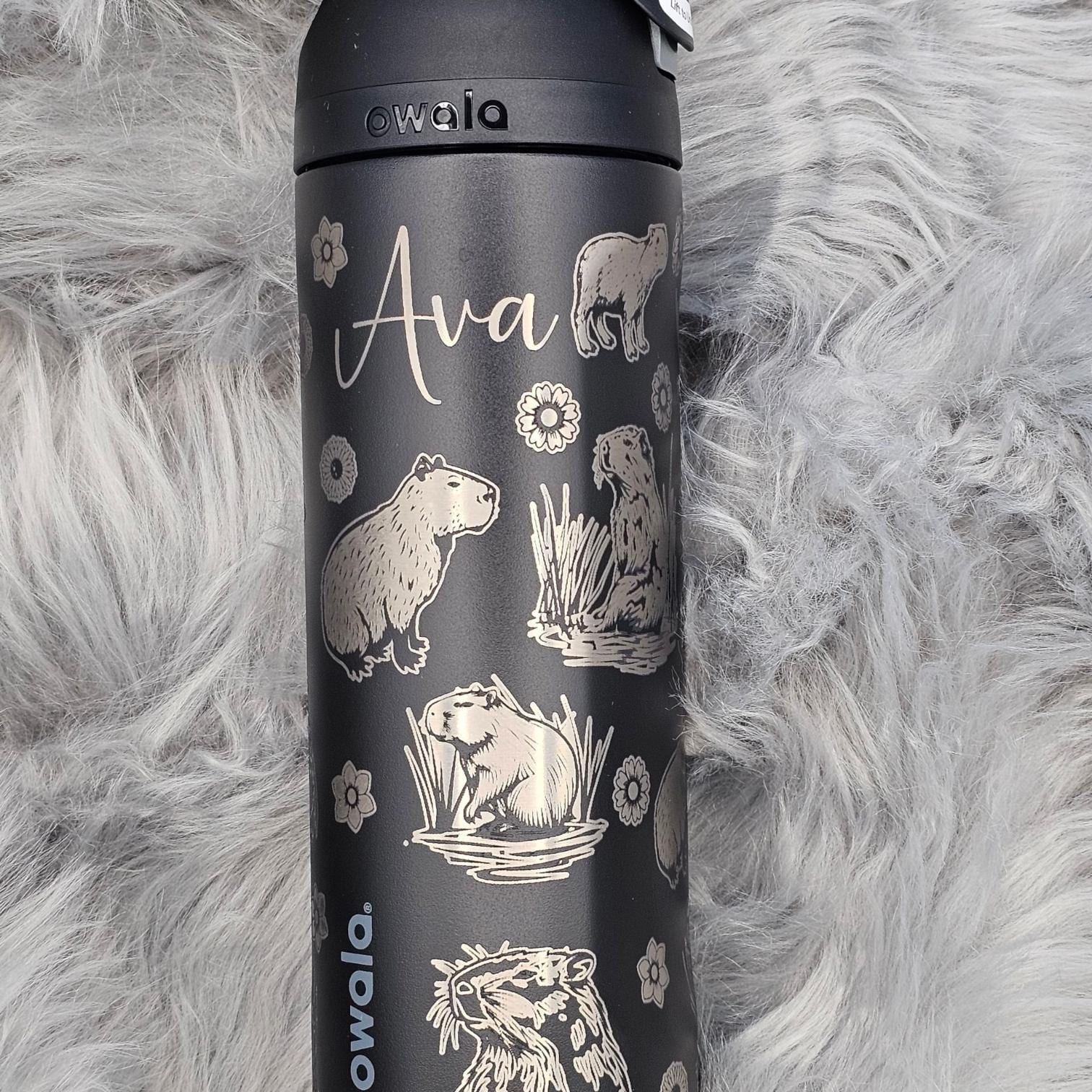 Owala Water Bottle with a Capybara Design | Laser Engraved Capybara | Custom Name | Owala Sway, Freesip or Smooth