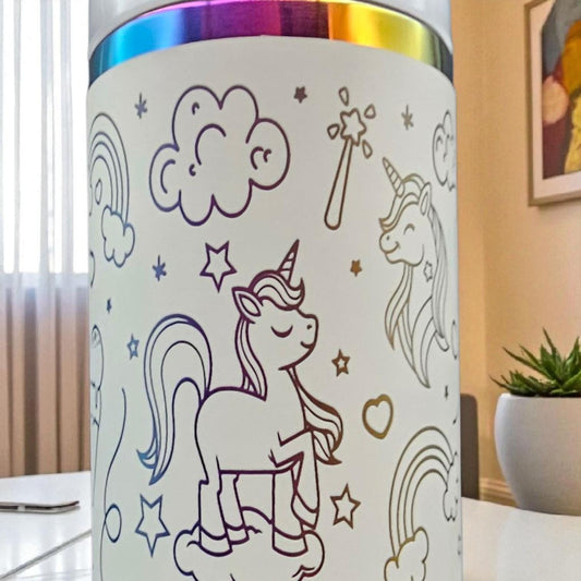 Unicorn and Mermaid Chroma bottle, 40 oz Stainless Steel, Water Bottle with handle, Unicorn lover
