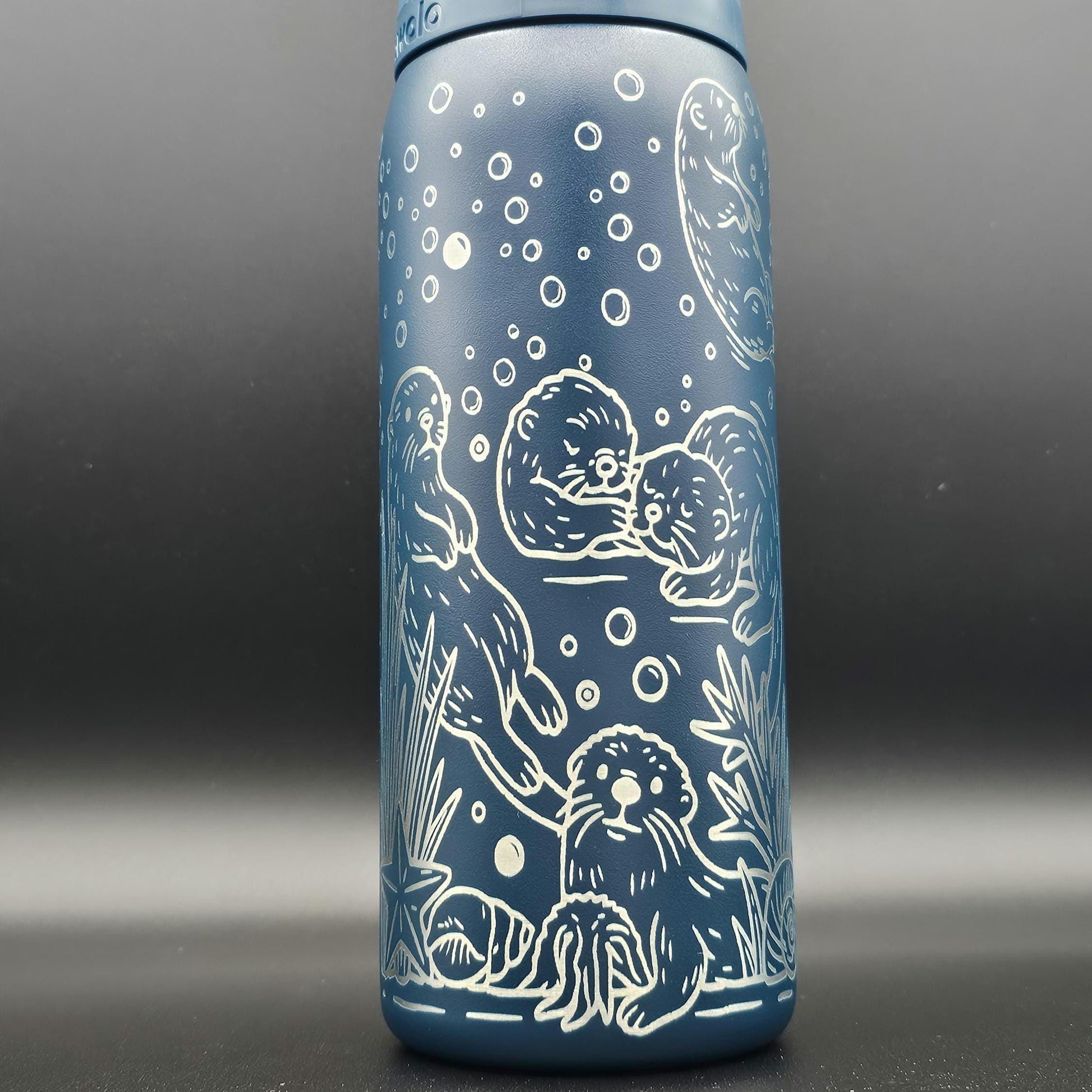 Owala Water Bottle with Otters | Laser Engraved Ocean Animals | Custom Name | Eco Gift for Animal Lovers, Sea lover