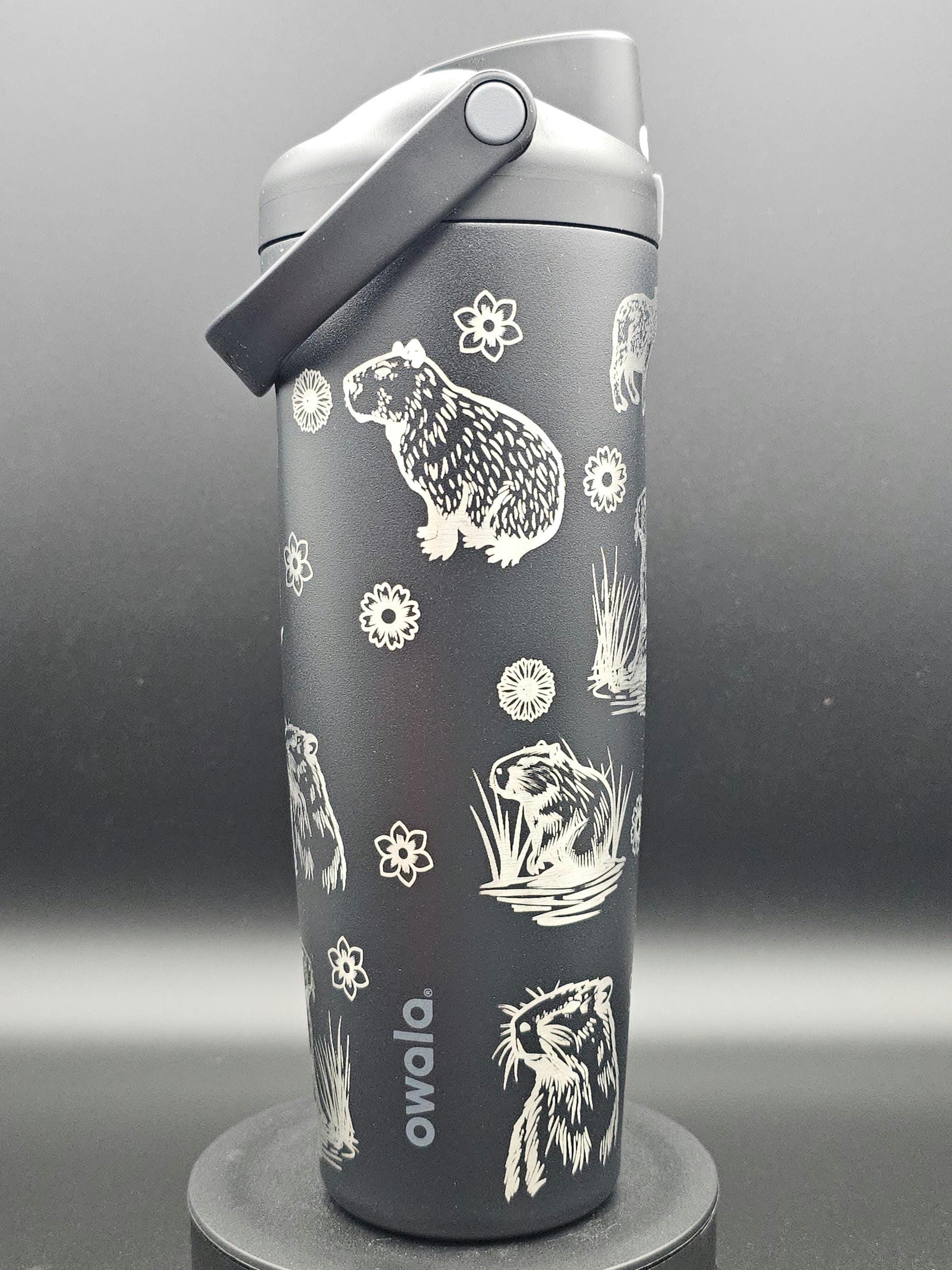 Owala Water Bottle with a Capybara Design | Laser Engraved Capybara | Custom Name | Owala Sway, Freesip or Smooth