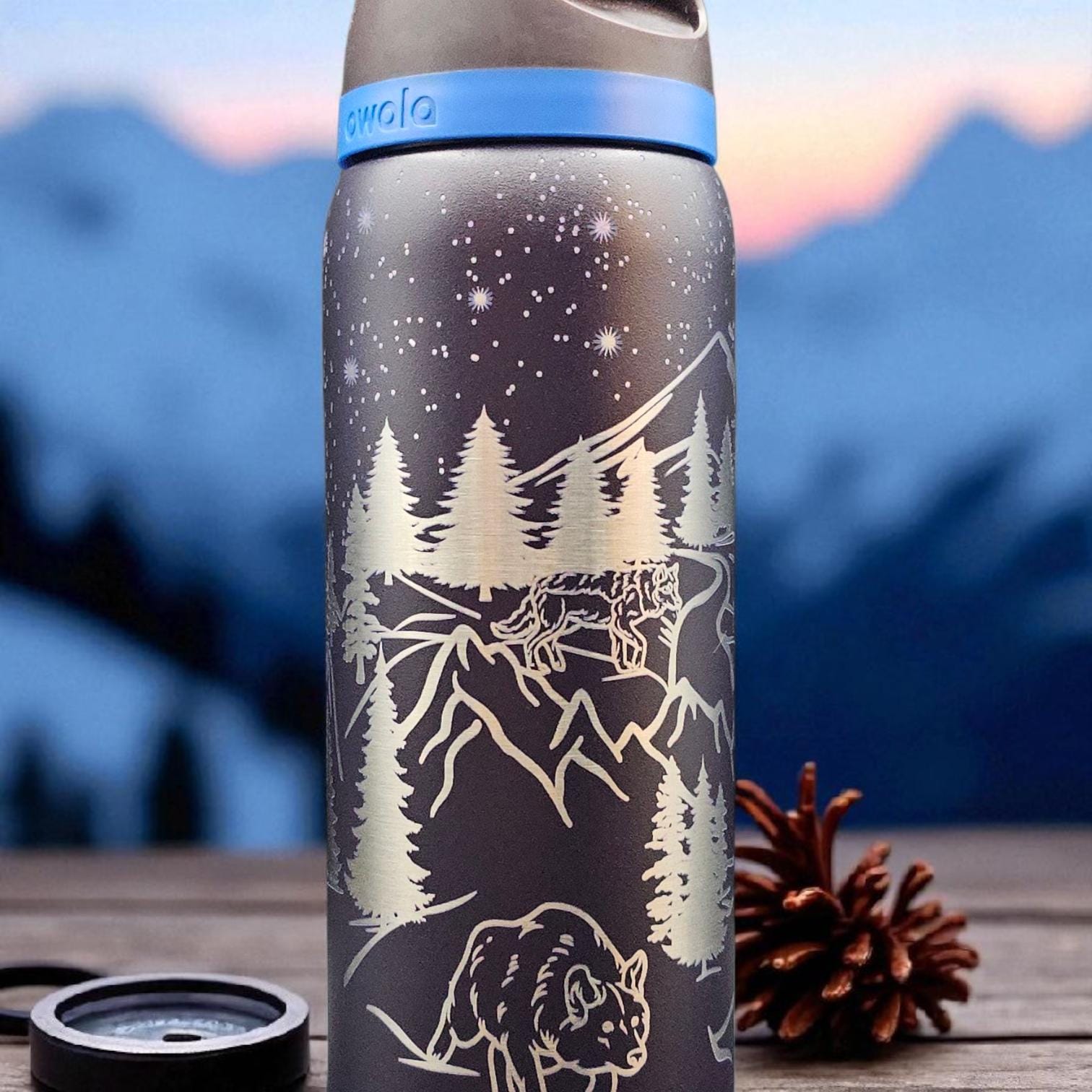 Wolf Engraved Owala Bottle: Custom Freesip, Sway, Smooth Sip