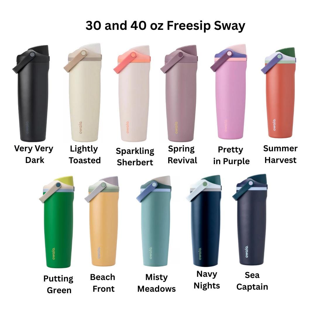 Pickle Engraved Owala Water Bottle Silver Pickles, Available in Sway and Freesip