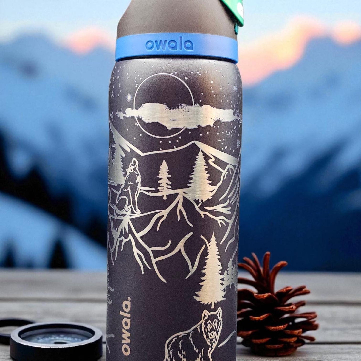 Wolf Engraved Owala Bottle: Custom Freesip, Sway, Smooth Sip