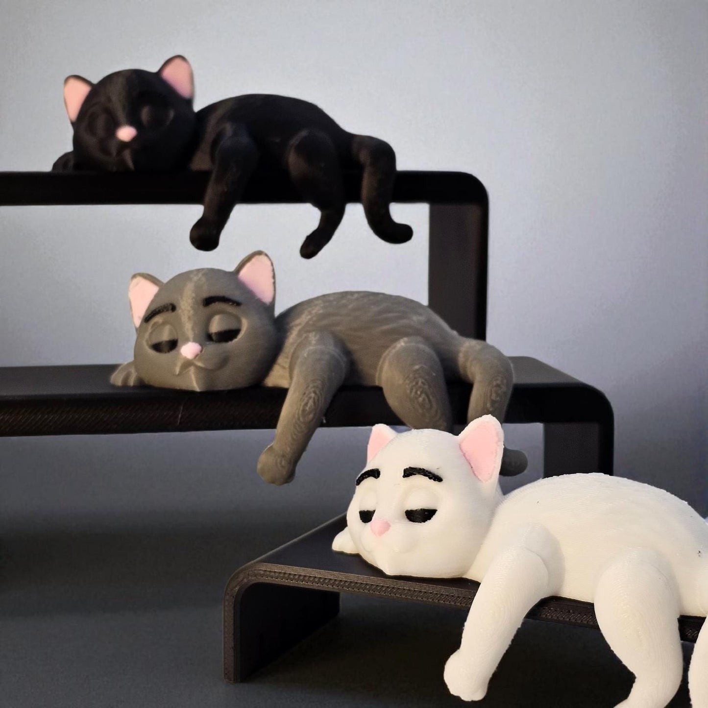 Sleeping Kitty Shelf Sitter: Unique Desk Decor 3D Printed