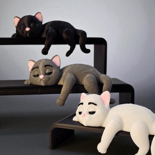 Sleeping Kitty Shelf Sitter: Unique Desk Decor 3D Printed