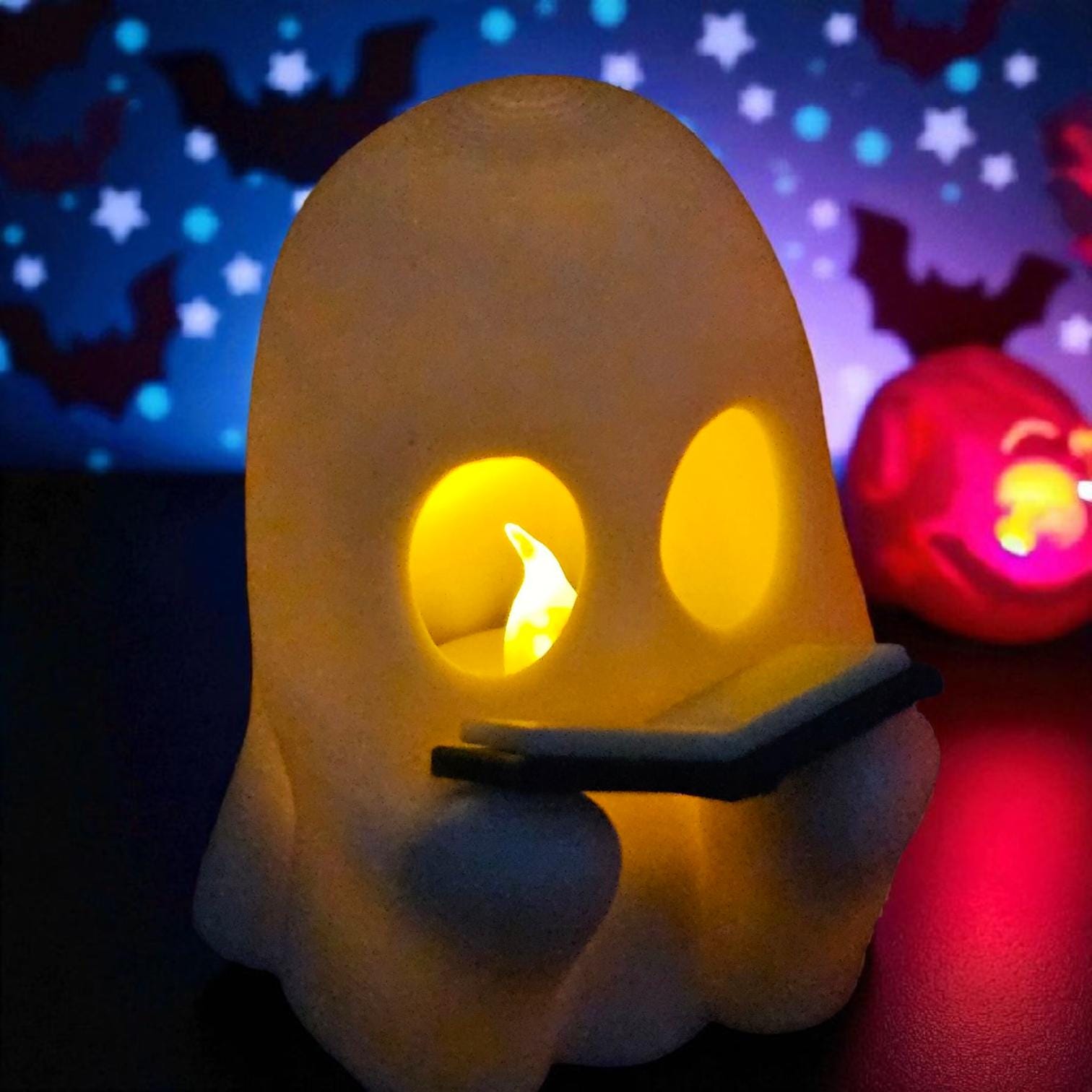 Ghost Reading book Shelf Sitter: Whimsical Office Decor 3D Printed