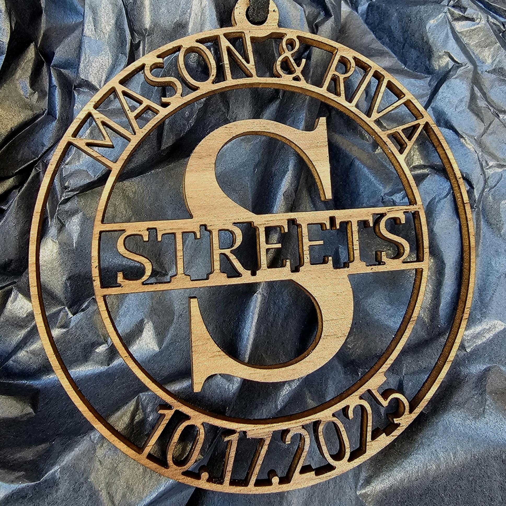 Personalized Wood Ornament – Custom Monogram Keepsake, Anniversary Gift