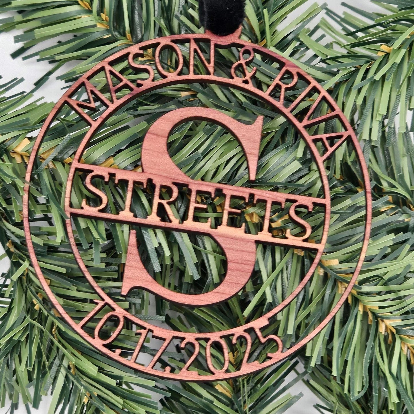 Personalized Wood Ornament – Custom Monogram Keepsake, Anniversary Gift