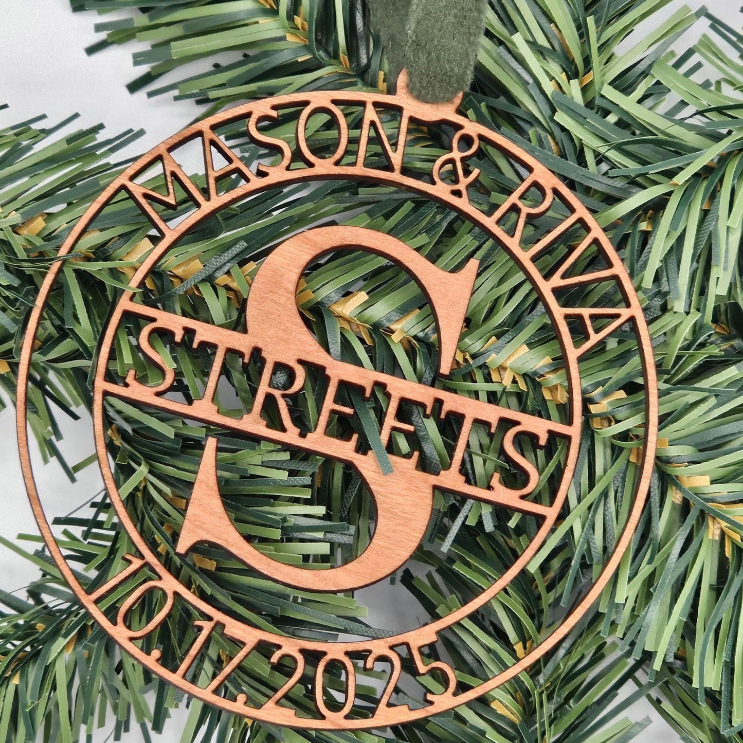 Personalized Wood Ornament – Custom Monogram Keepsake, Anniversary Gift