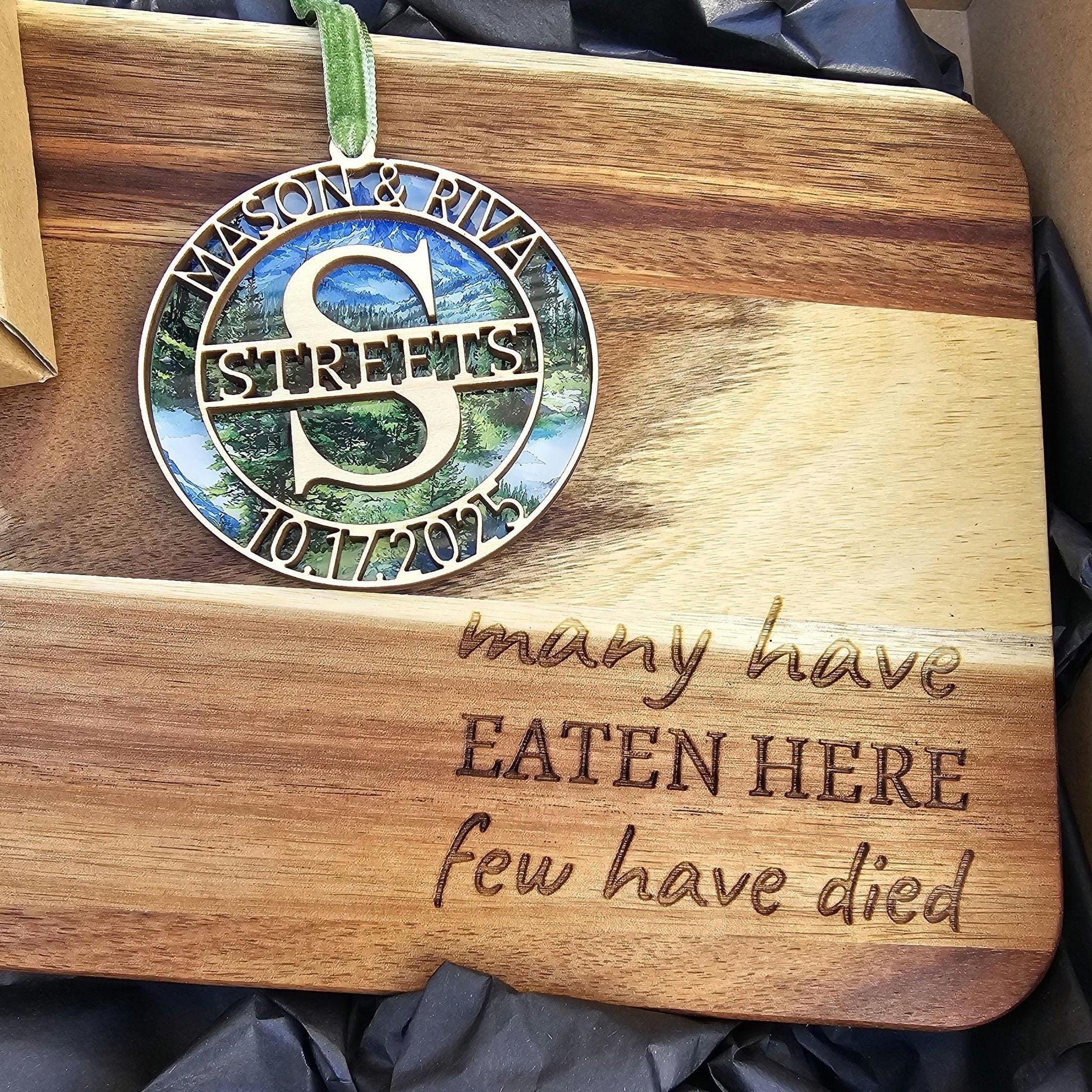 Personalized Wood Ornament – Custom Monogram Keepsake, Anniversary Gift