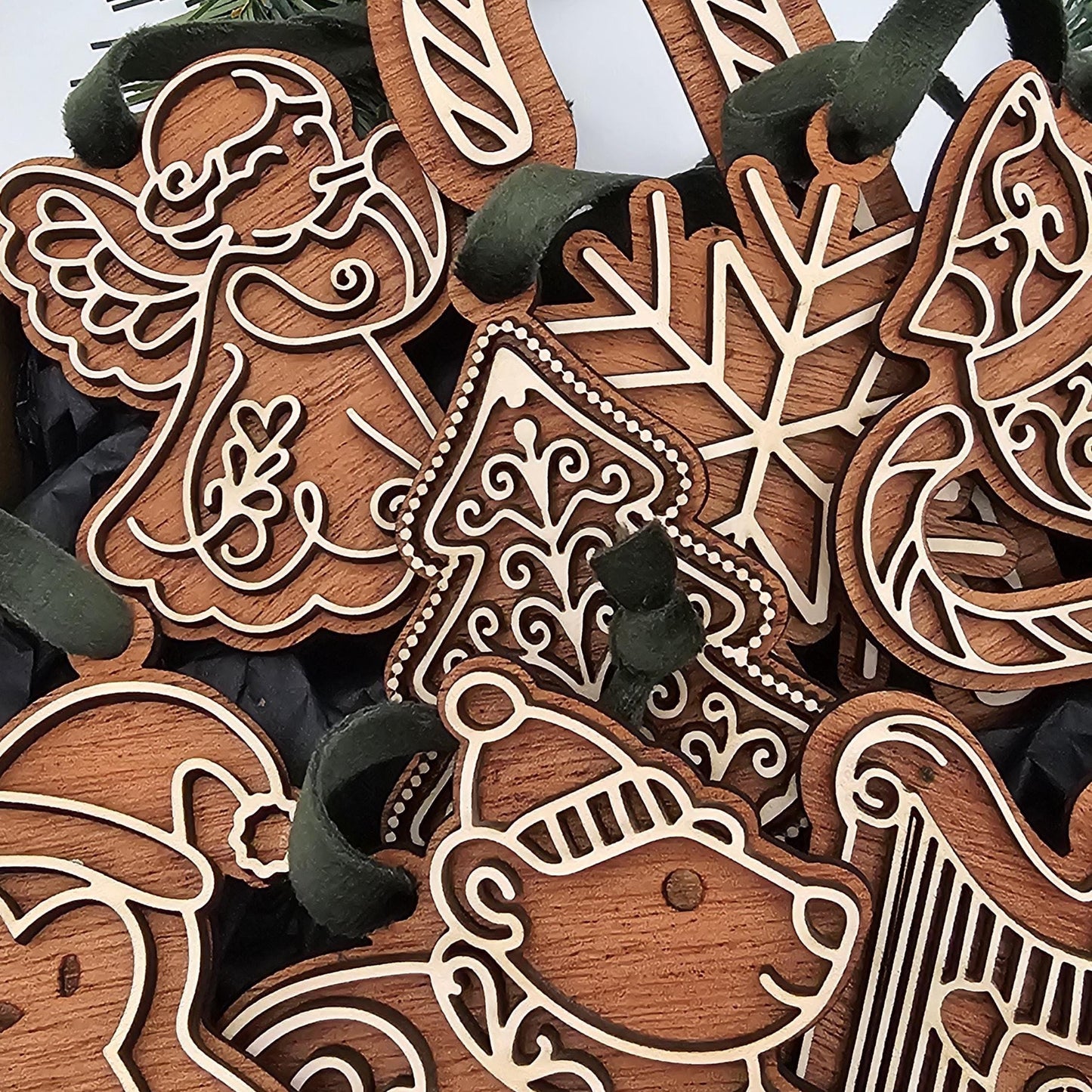 Mahogany & Maple Christmas Ornaments | Personalized Angel, Santa, Penguin, Polar Bear and More | Holiday Gift | Individual or Set