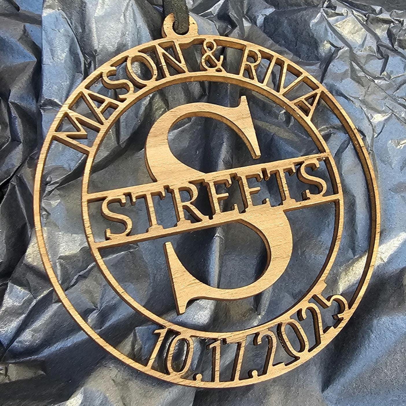 Personalized Wood Ornament – Custom Monogram Keepsake, Anniversary Gift