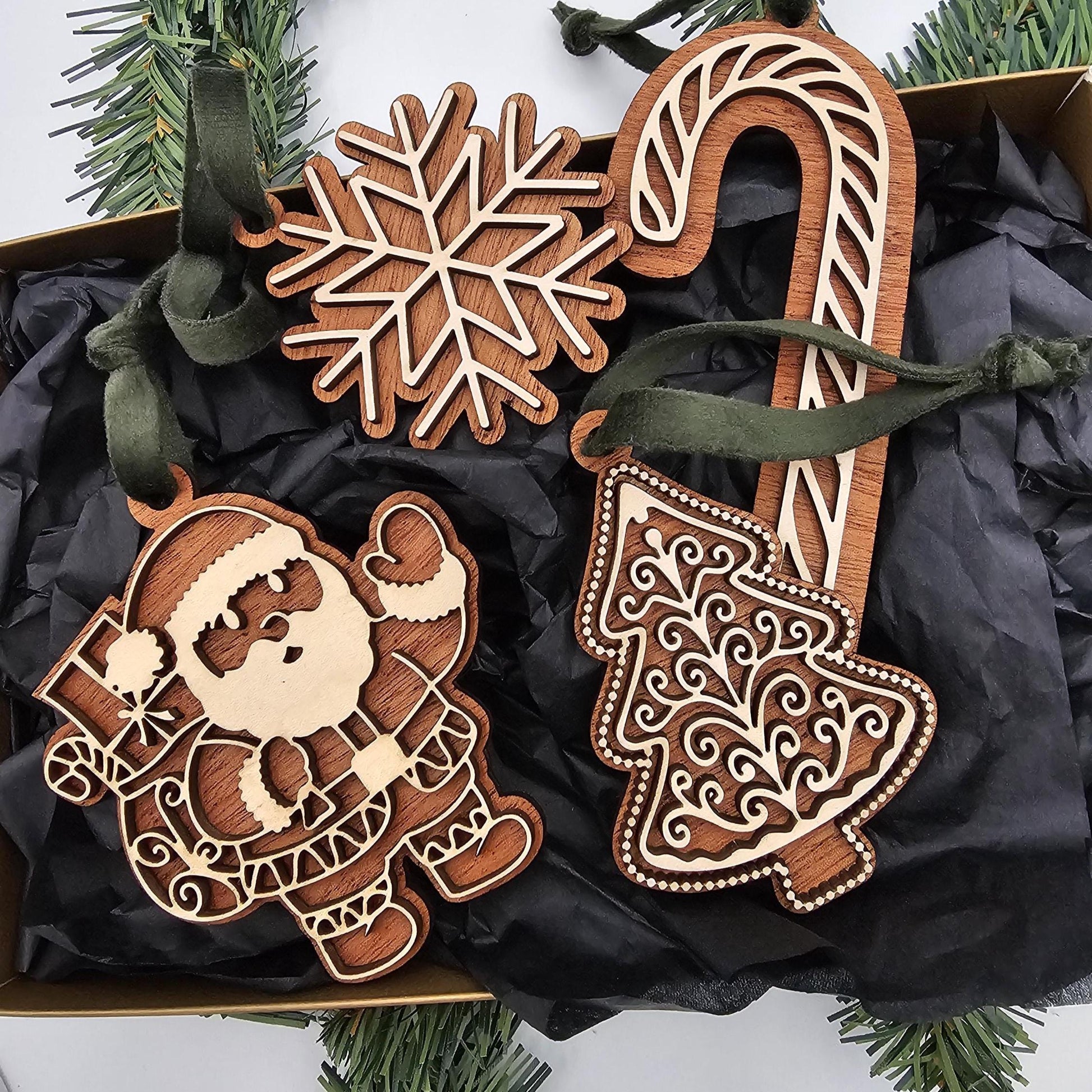 Mahogany & Maple Christmas Ornaments | Personalized Angel, Santa, Penguin, Polar Bear and More | Holiday Gift | Individual or Set